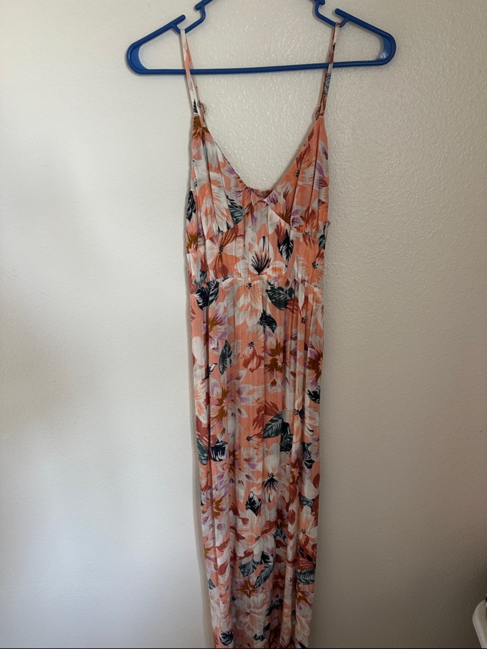 Rip Curl Peach Floral Maxi Dress with Tropical Print